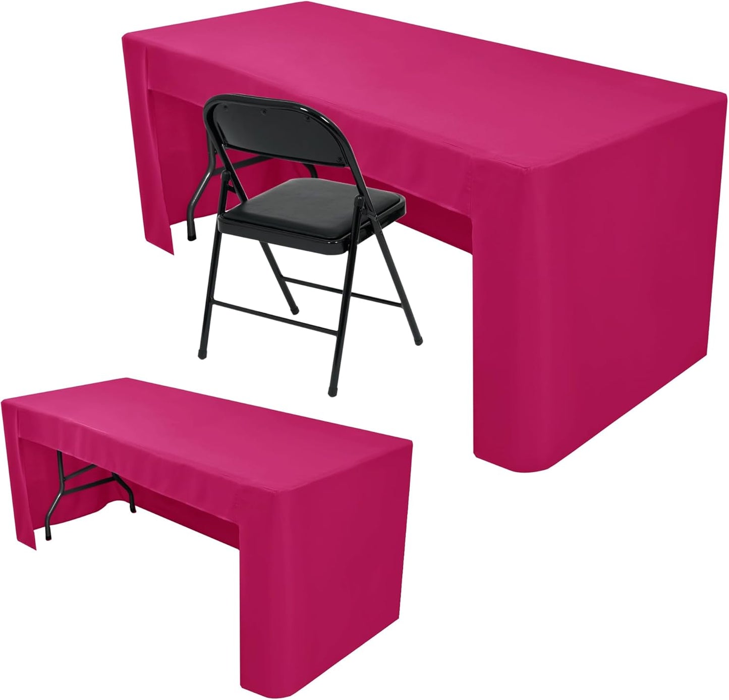 Fitted 8 Foot Tablecloths for Events - 2 Pack in Fuchsia