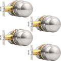 Probrico Brushed Nickel Passage Door Knobs Round Handles 4 Pack