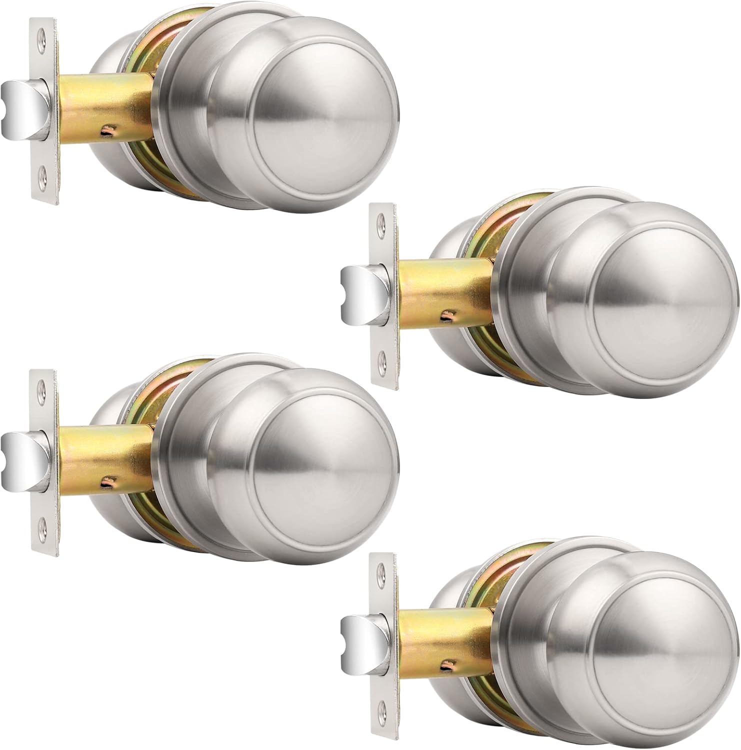 Probrico Brushed Nickel Passage Door Knobs for Hall or Closet