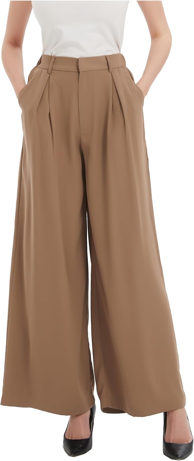 Tronjori Women High Waist Casual Wide Leg Palazzo Pants Review
