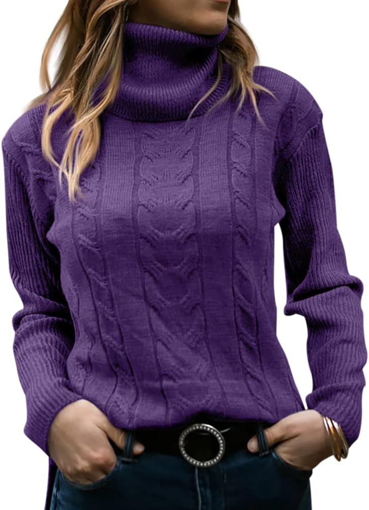 Langwyqu Womens Turtleneck Long Sleeve Cable Knit Sweaters Review