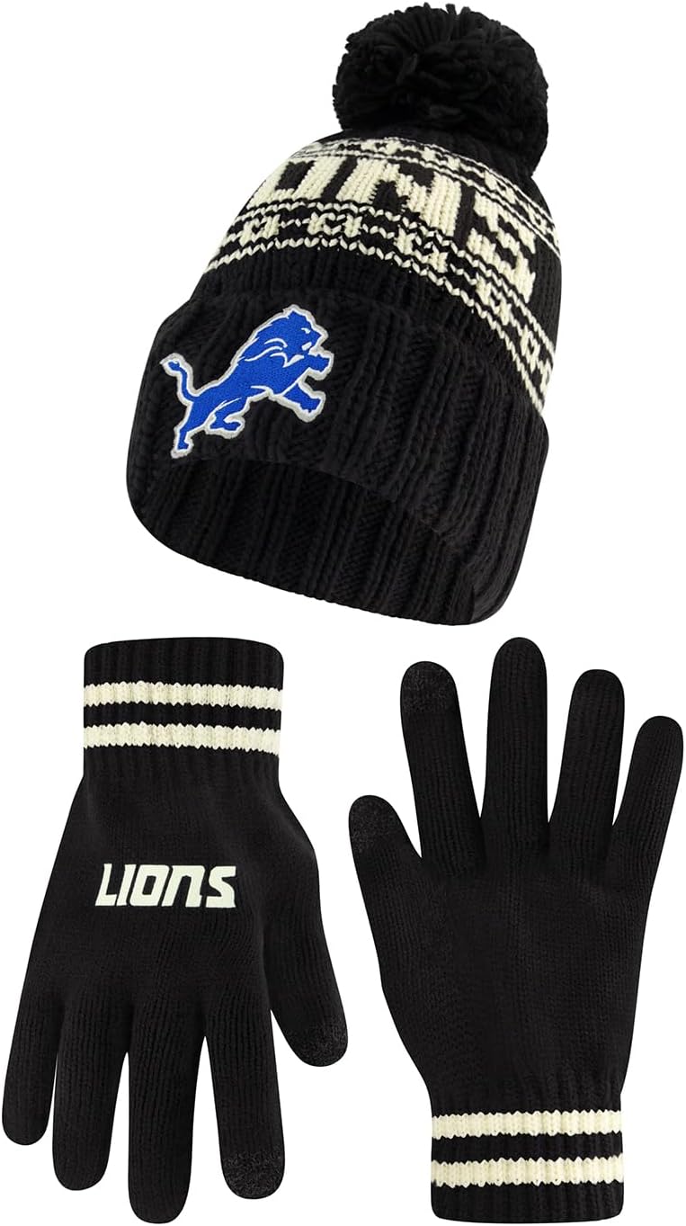 Ultra Game NFL Official Super Soft Cable Knit Beanie & Gloves
