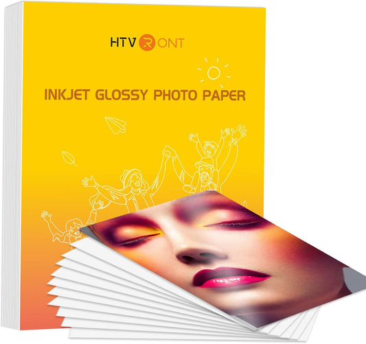 HTVRONT 8.5x11 Glossy Inkjet Photo Paper, 100 Sheets - Instant Dry!