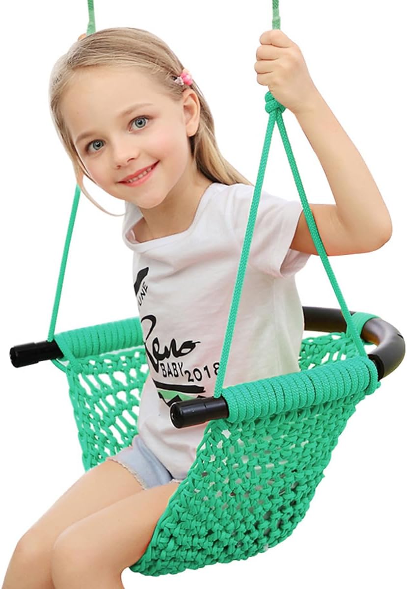 Hand-Knitting Toddler Swing Seat for Kids with Adjustable Ropes