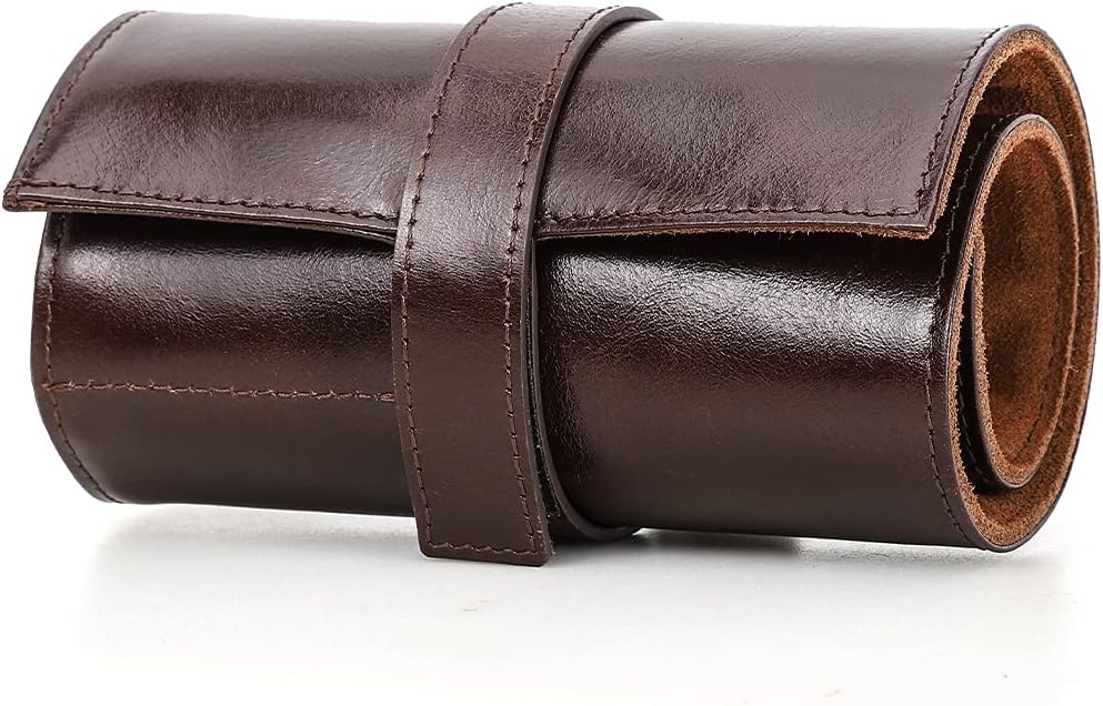 Hiram Leather Travel Watch Case - 6 Watch Organizer