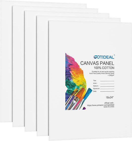 GOTIDEAL Canvases for Painting - 18x24 Inch 5 Pack