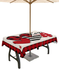 Waterproof Valentine's Day Tablecloth 60x120in, Red Plaid Love Heart Design