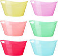 Colored Ice Buckets 6 Pack - Oval Plastic Ice Drink Tubs for Parties