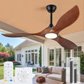 52 in Solid Wood Outdoor Ceiling Fan with Light and Remote - Quiet DC