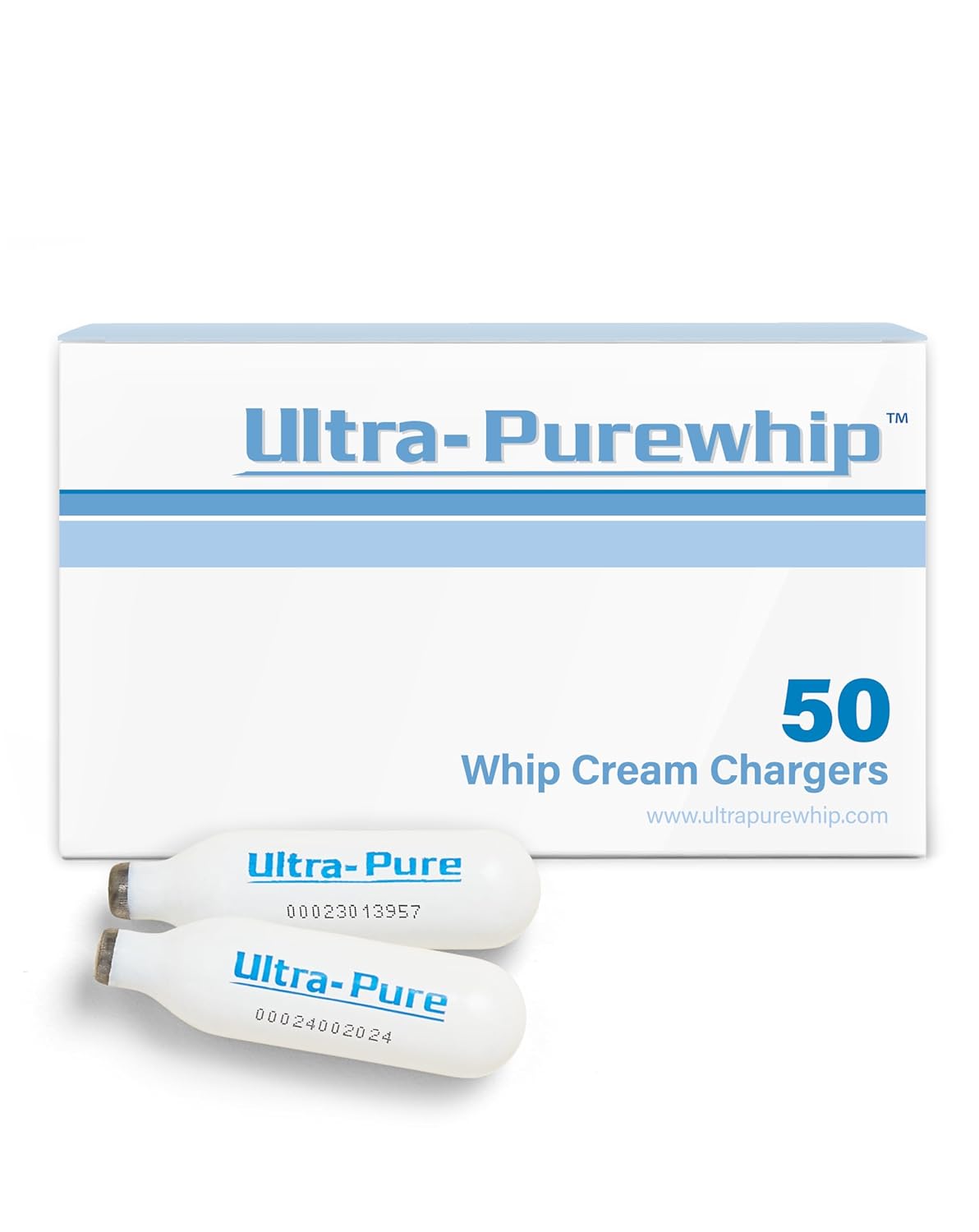 50-Pack Ultra-Purewhip N2O Cream Chargers: Premium Stainless Steel, Long Shelf Life