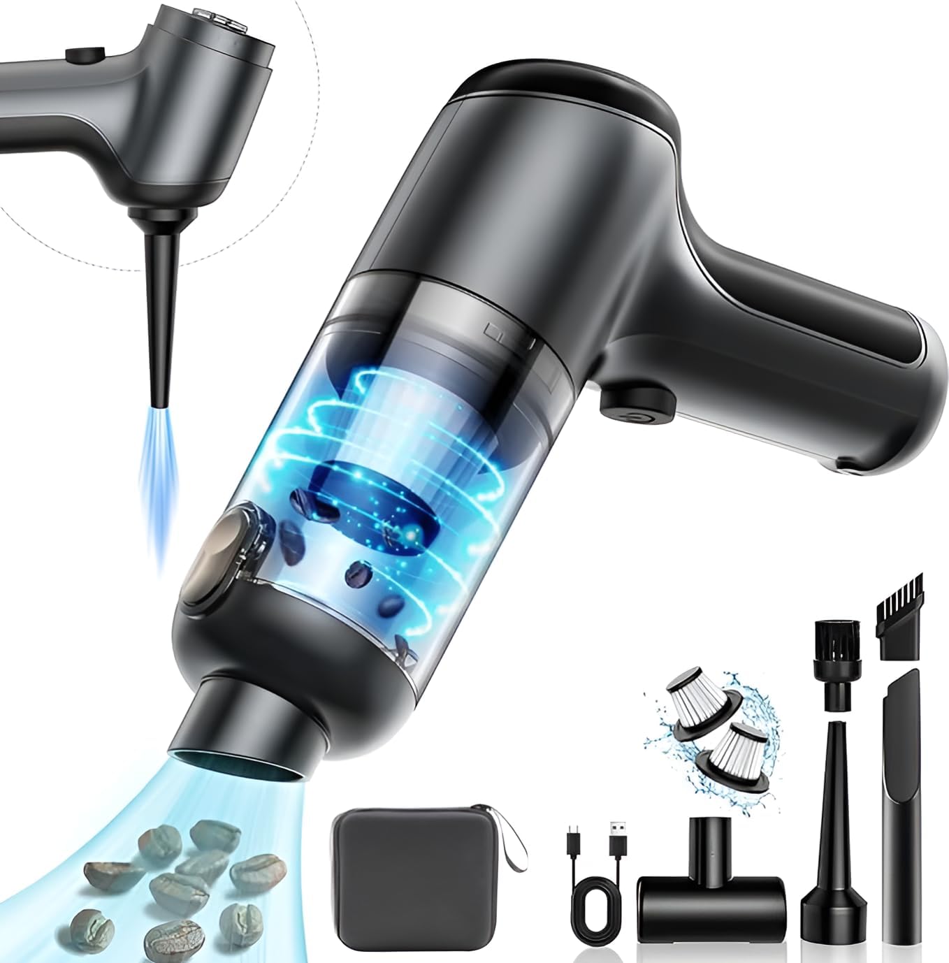 Powerful Cordless Vacuum - Rechargeable, 15000PA Suction