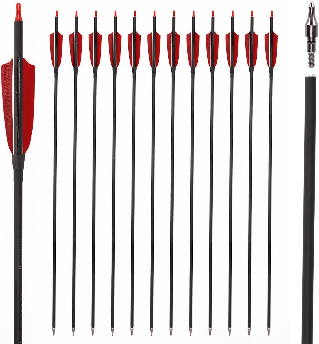 LWANO 30in Carbon Arrows for Target Practice and Hunting