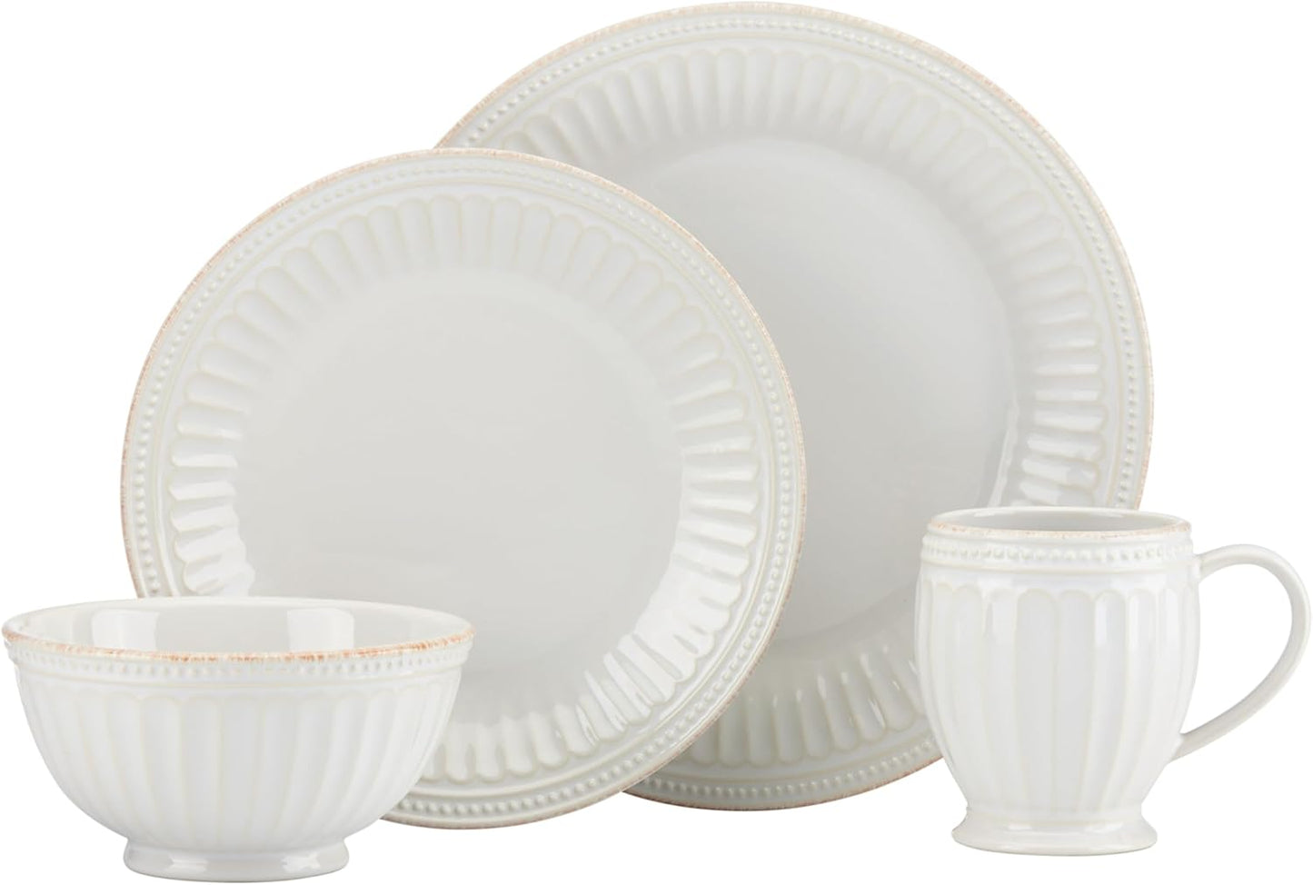 Lenox White French Perle Groove 4Pc Place Setting for Elegance