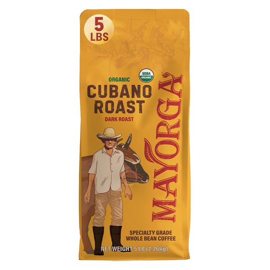 Mayorga Dark Roast Coffee 5lb Bag - Smooth Organic Cubano Roast