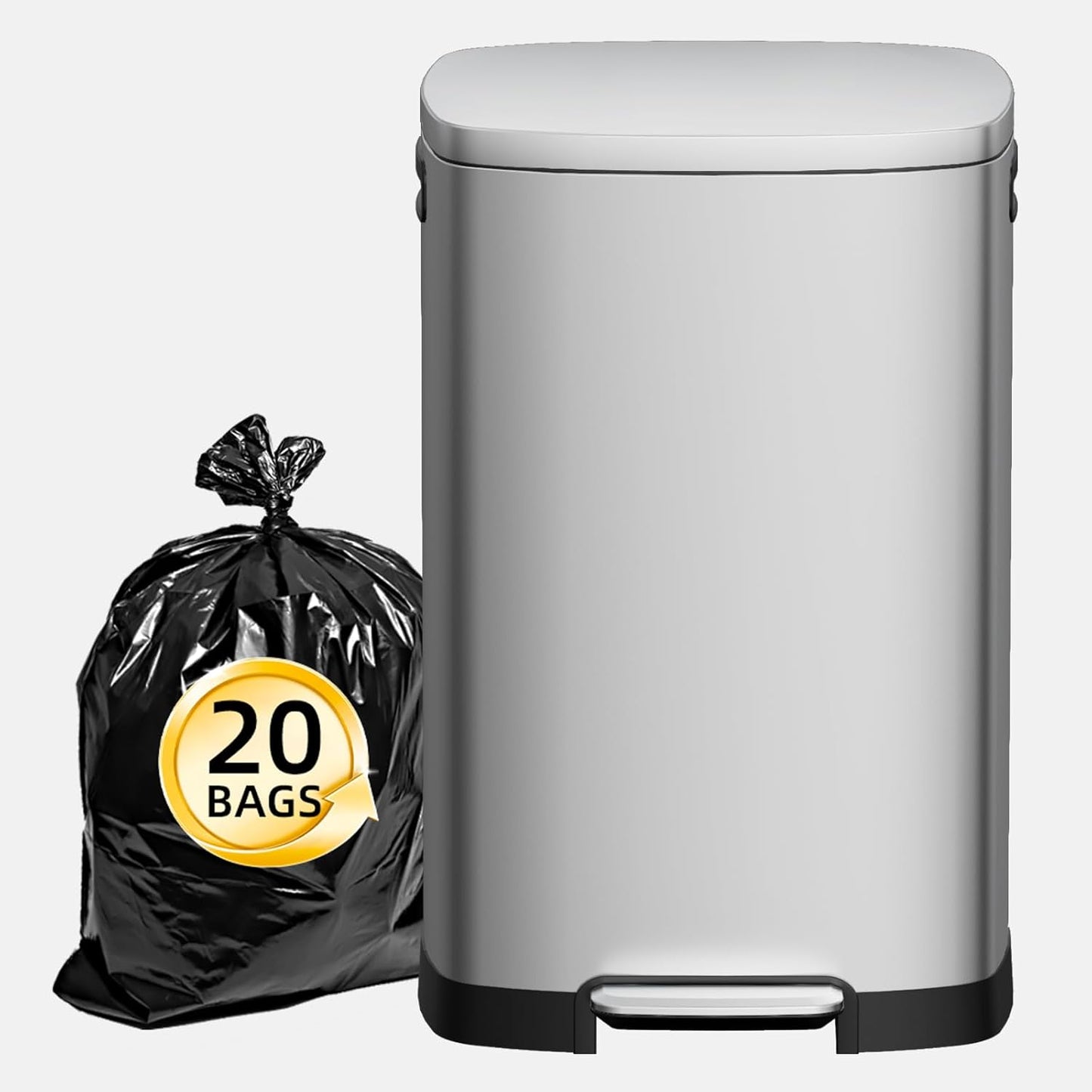 KUK 13 Gallon Stainless Steel Kitchen Trash Can with Lid