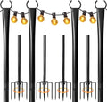 4 Pack String Light Poles for Outside 10ft - Heavy-Duty Outdoor