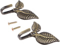 Vintage Leaf Design Curtain Tieback Hooks - Set of 2, Hicello