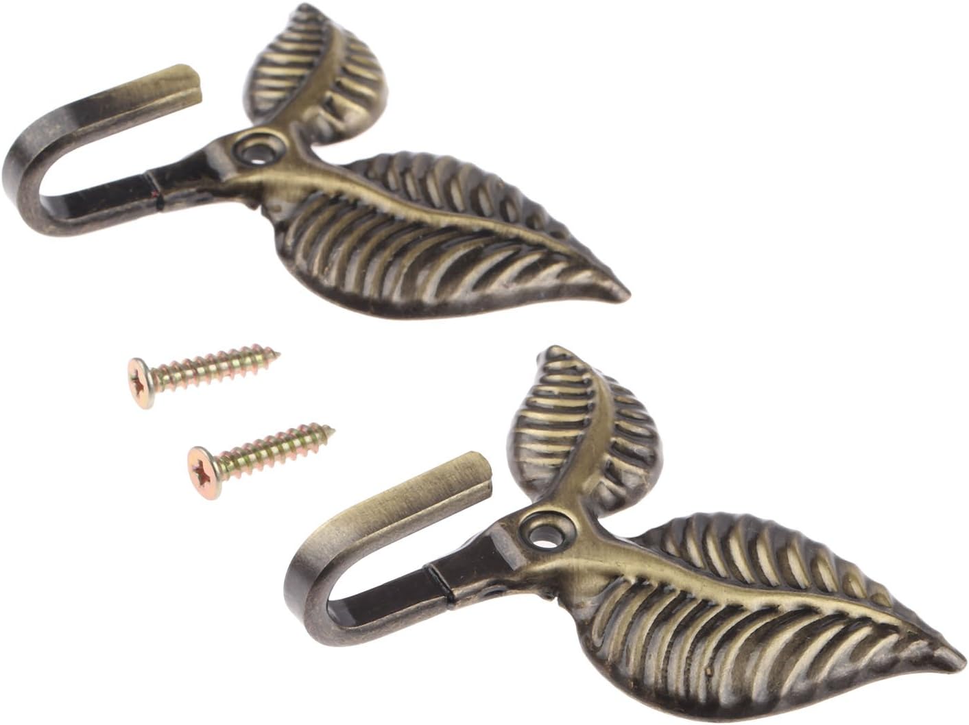Vintage Leaf Design Curtain Tieback Hooks - Set of 2, Hicello