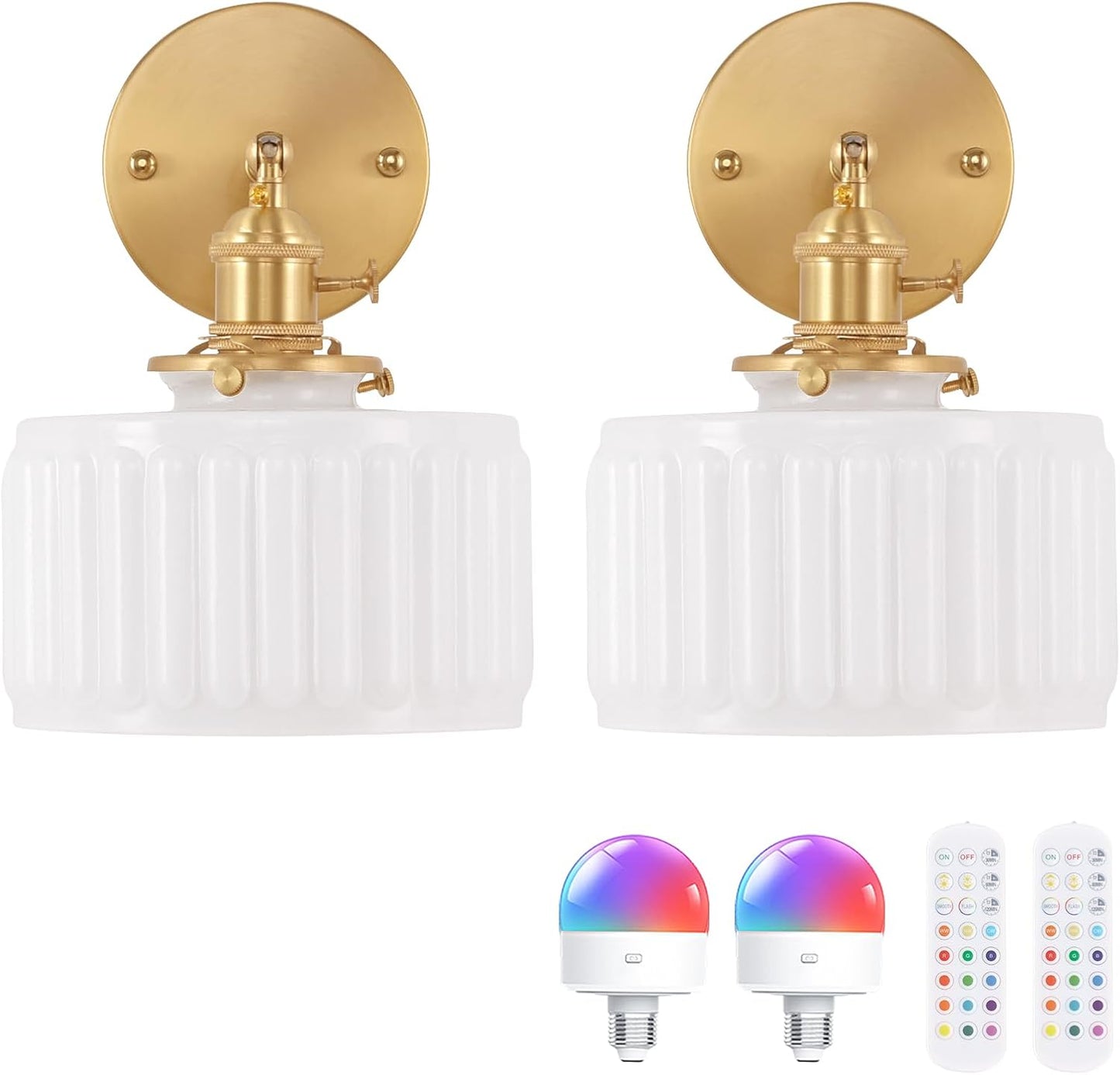 Vintage Battery Operated Wall Sconce with Remote Control Set