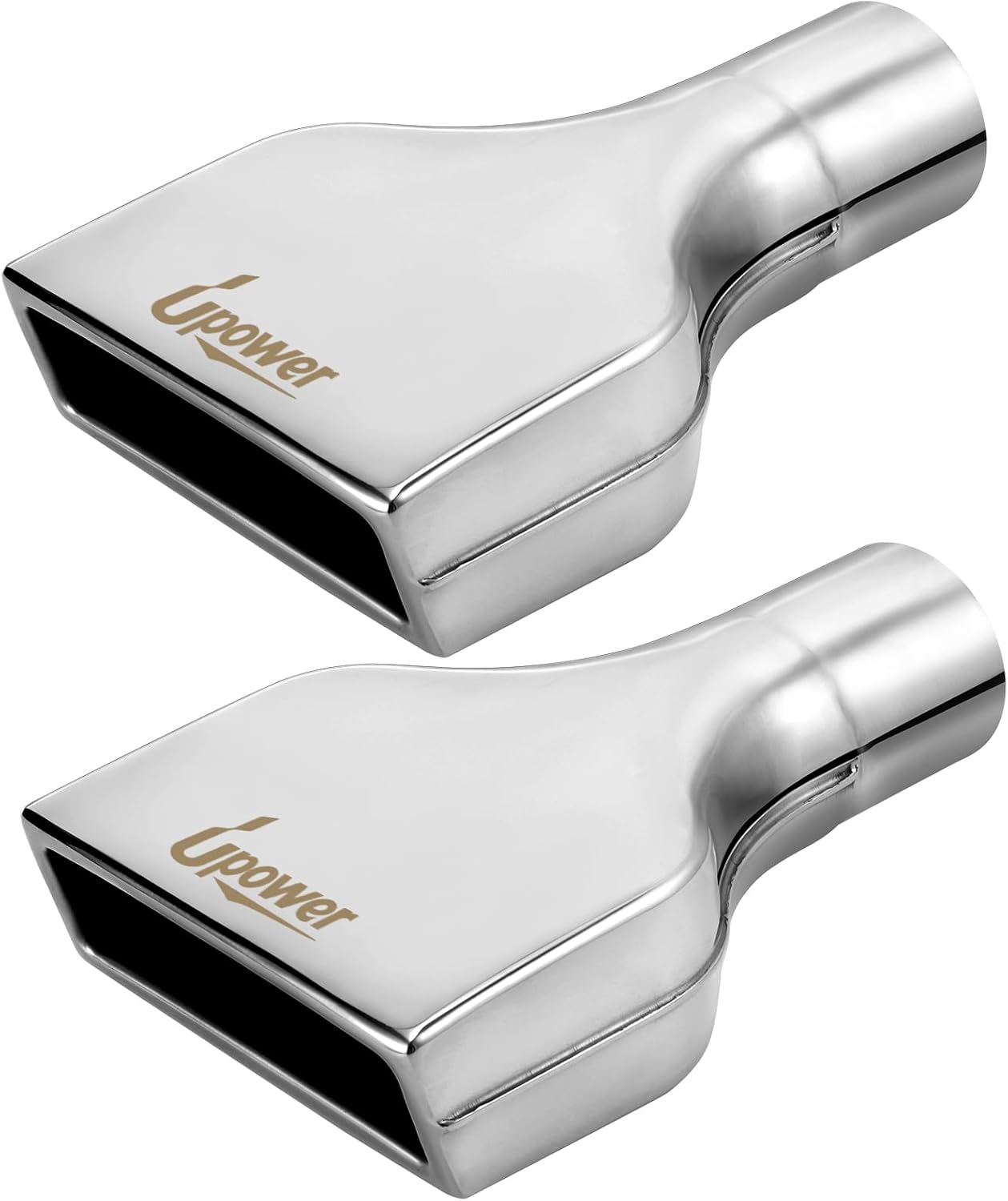 Upower 2PCS Exhaust Tip 2.5 Inlet 10 Long Rolled Rectangle