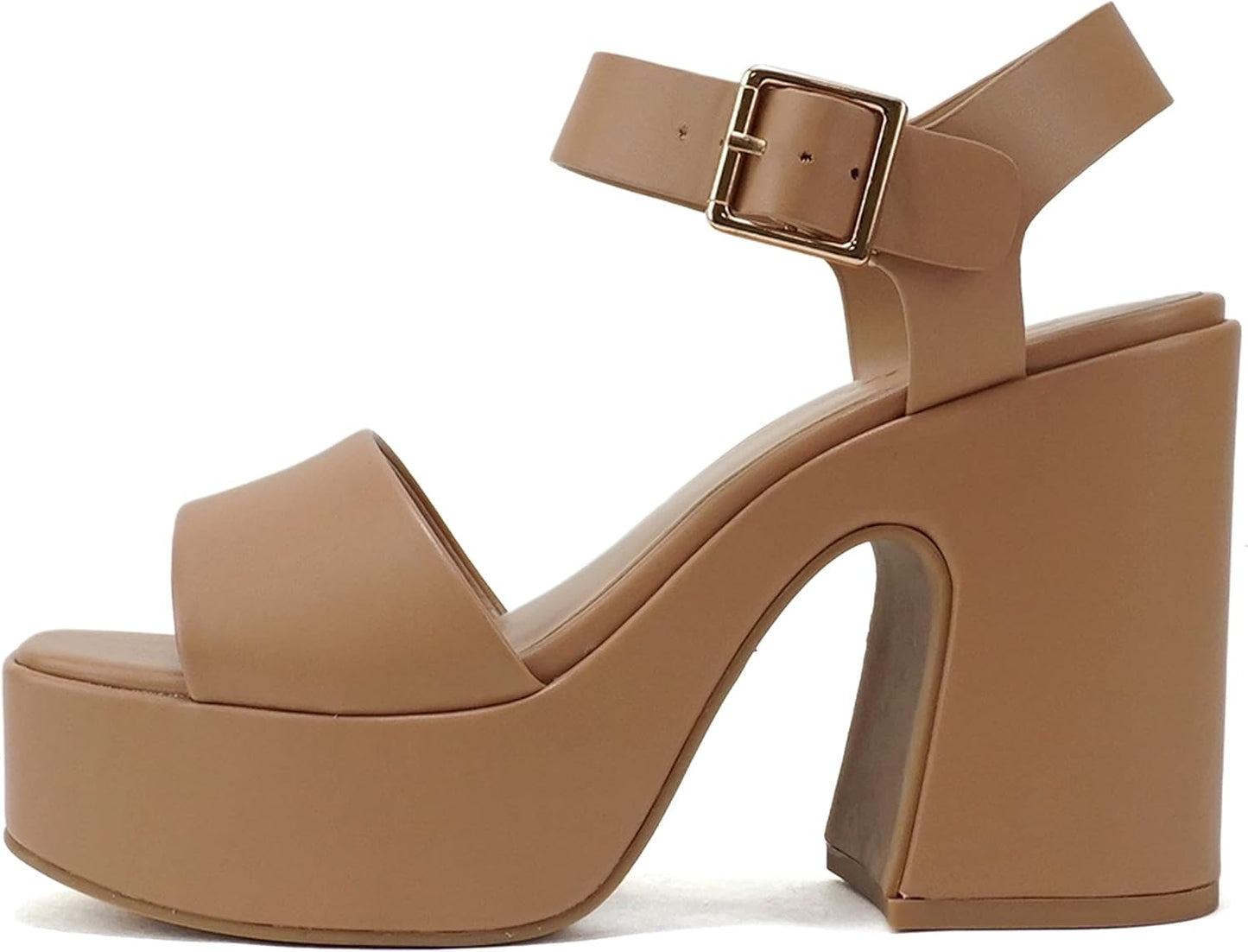 Soda Launch Women Open Toe Ankle Strap Chunky Heeled Sandals