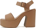 Women Open Toe Ankle Strap Platform Chunky High Heeled Sandal