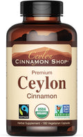 Ceylon Cinnamon Organic Supplement 180 Capsules - Certified Authentic