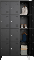 12 Doors Metal Locker for Employees with Hooks and Ventilation