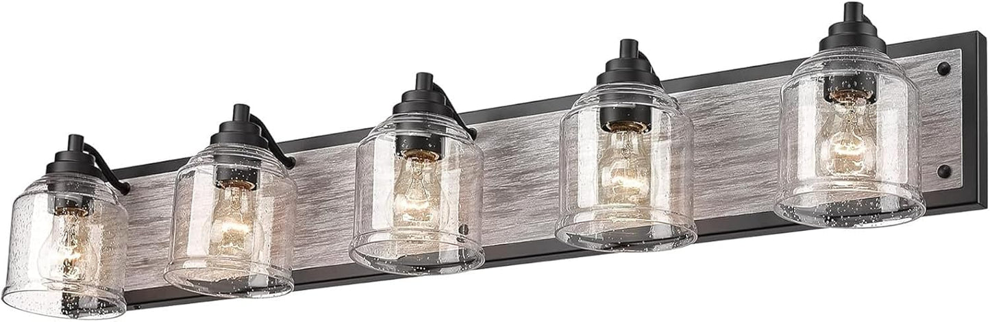 40in Large Farmhouse Bathroom Vanity Light with Bubble Glass Shades
