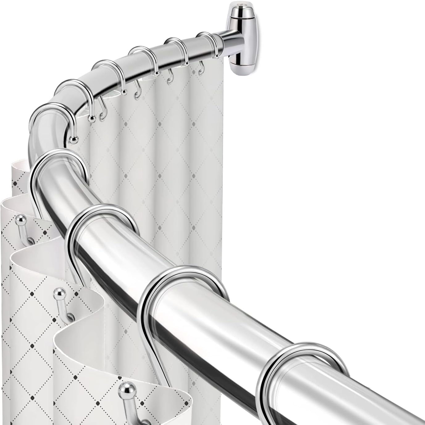 Curved Shower Curtain Rod for More Space and Easy Installation