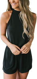 MEROKEETY Women's Halter Neck Summer Romper - Breathable, Easy Fit