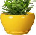 Indoor Planter 11 Inch Ceramic Pot - Mid-Century Yellow