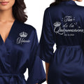 Mis Quince Anos Robes Personalized Satin Robe for Getting Ready length
