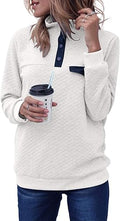 MEROKEETY Women's Quilted Patchwork V Neck Pullover - Cozy Everyday