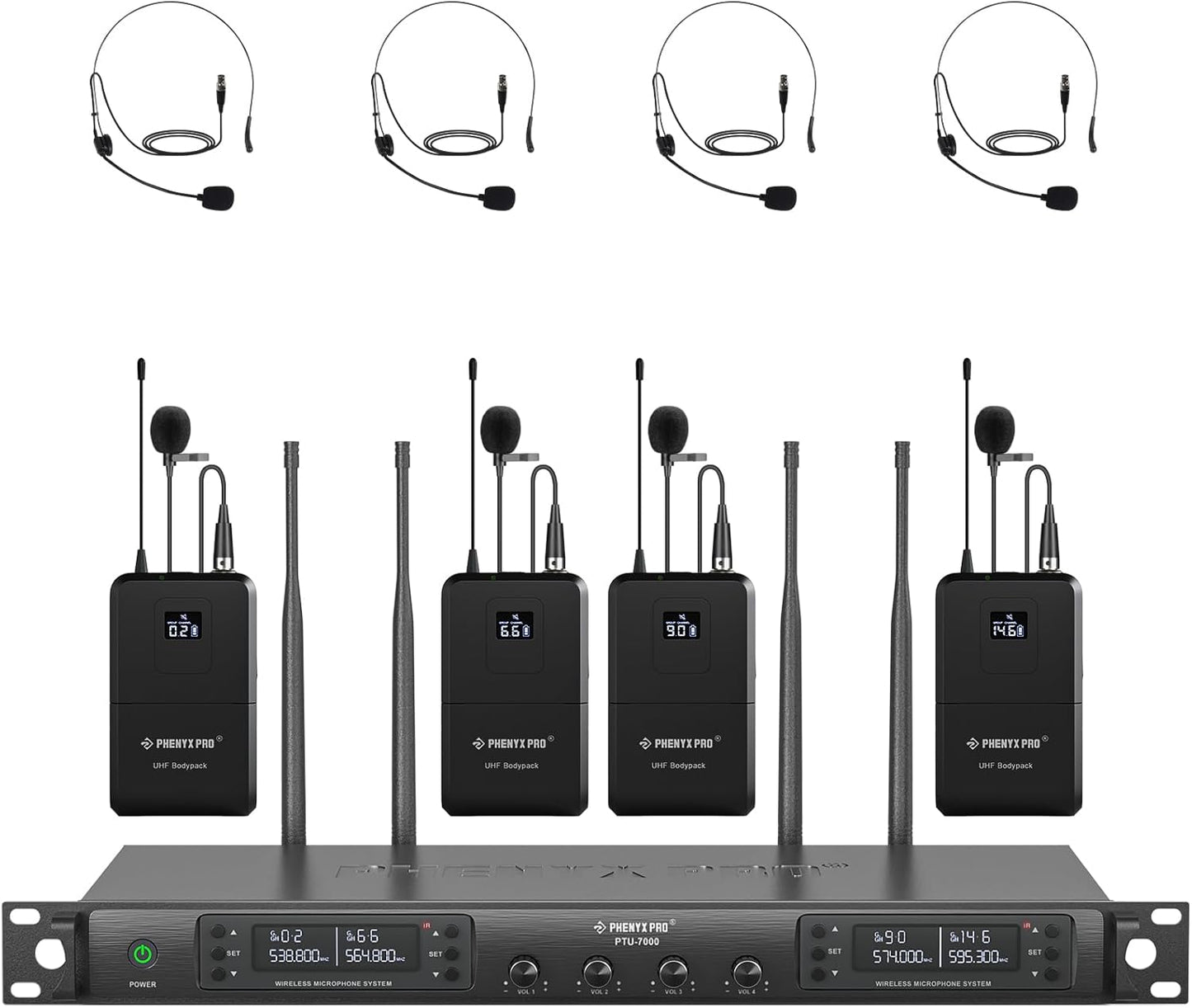 Phenyx Pro 4-Channel Wireless Microphone System for Events
