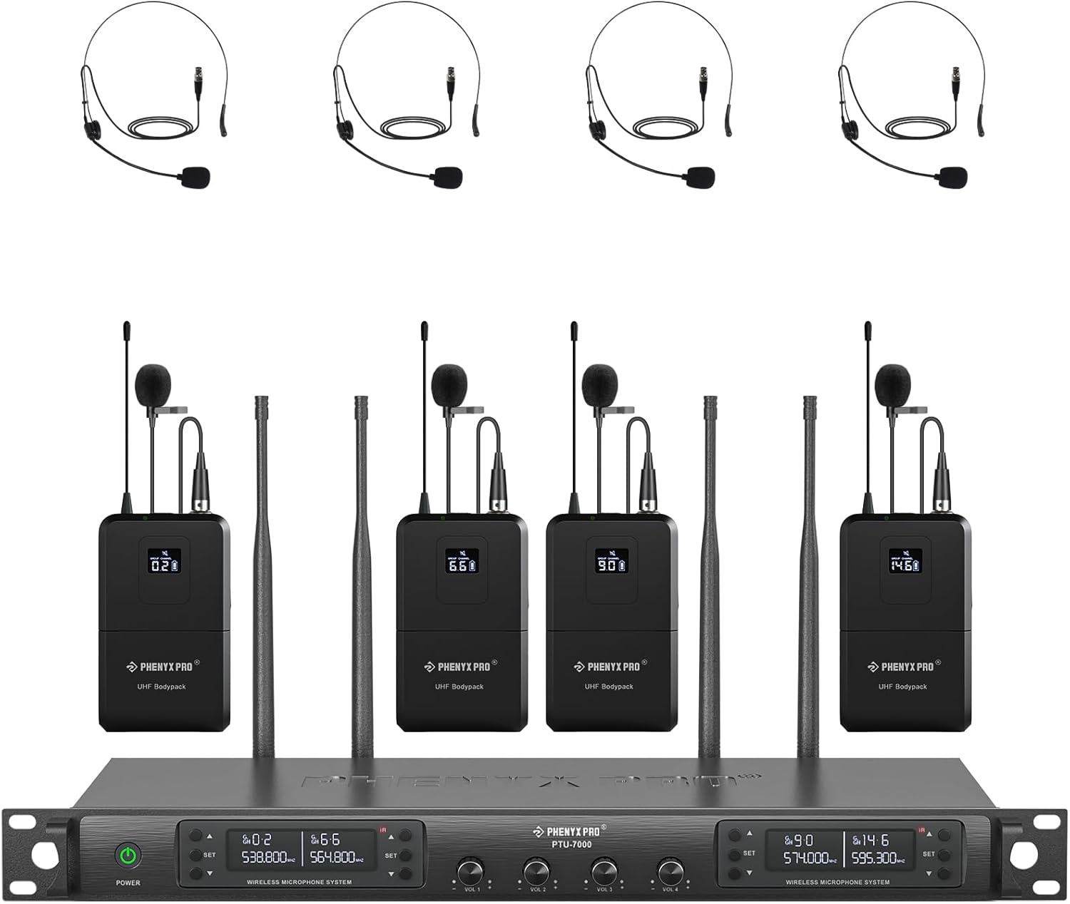 Phenyx Pro 4-Channel Wireless Microphone System for Events