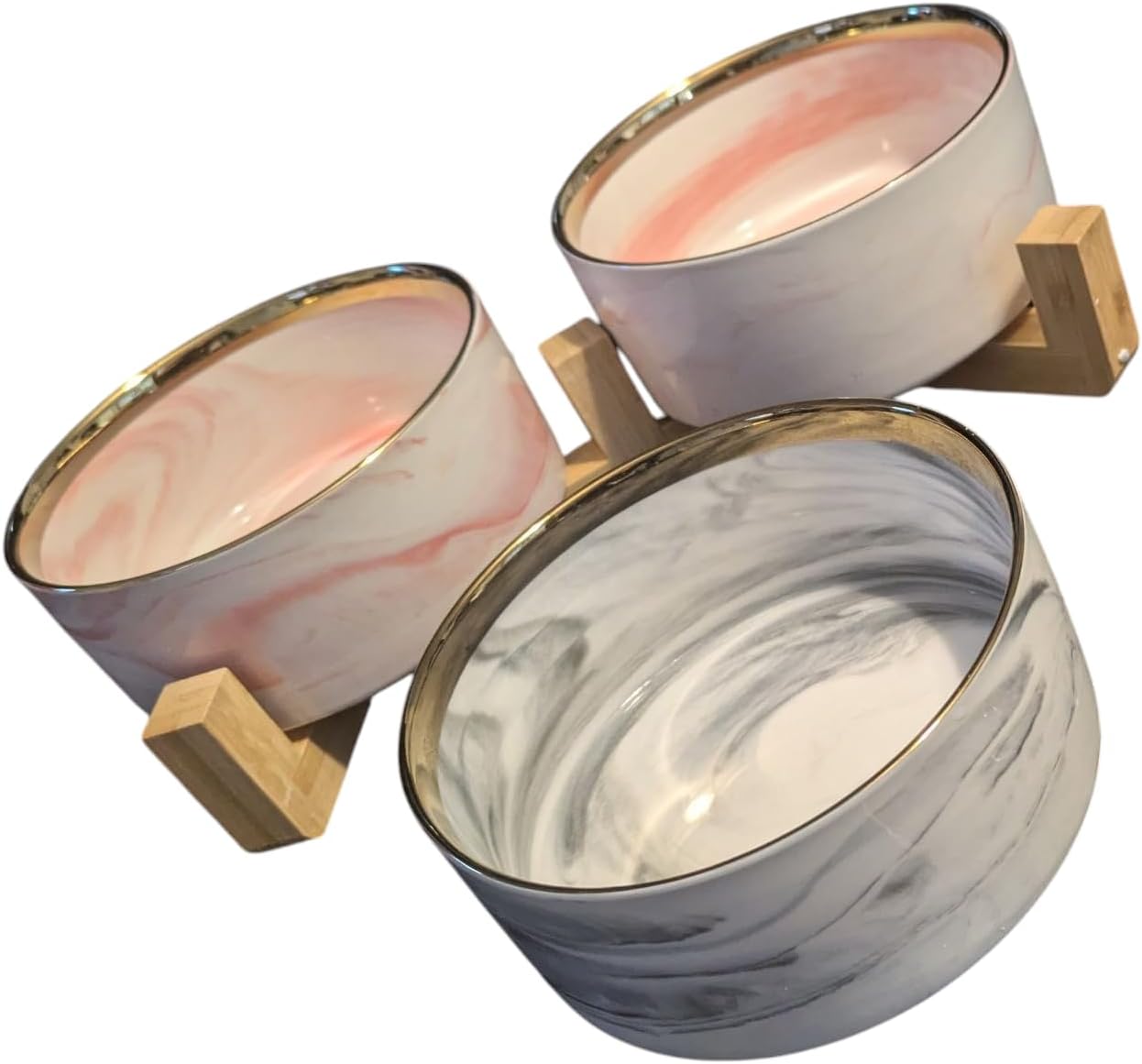 Ceramic Pet Bowl Set of 2 with Stand for Stylish Feeding