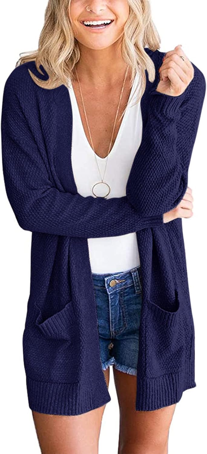 Cozy Women's Long Sleeve Cardigan Sweater with Pockets