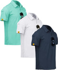 Mens Polo Shirt 3-Pack Short Sleeve Performance Polos - Breathable Fit