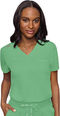 Med Couture Women's V-Neck Scrub Top - Modern Fit, Rib-Knit