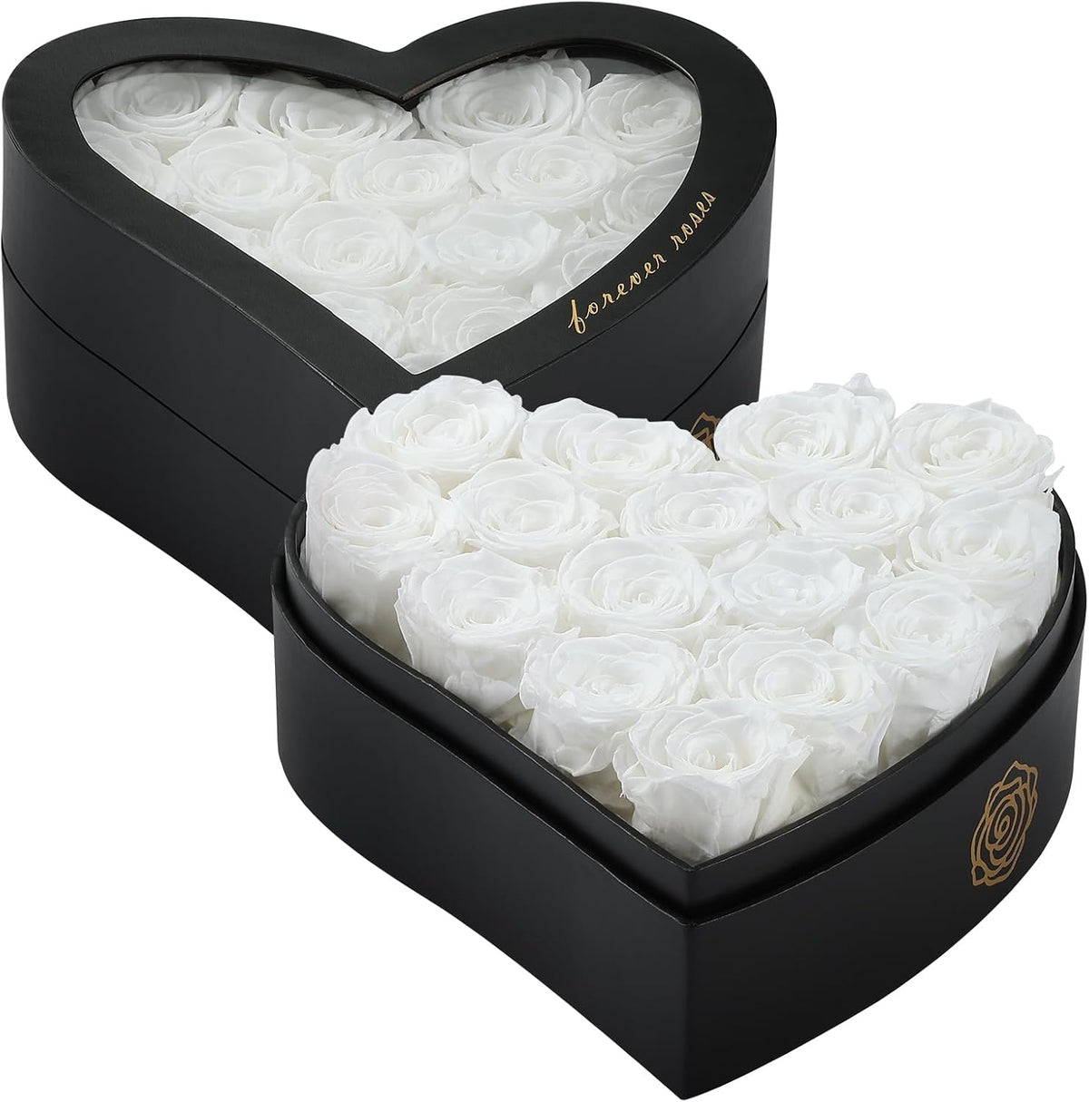 16 Forever White Roses in a Box - Grade A Quality Preserved Flowers