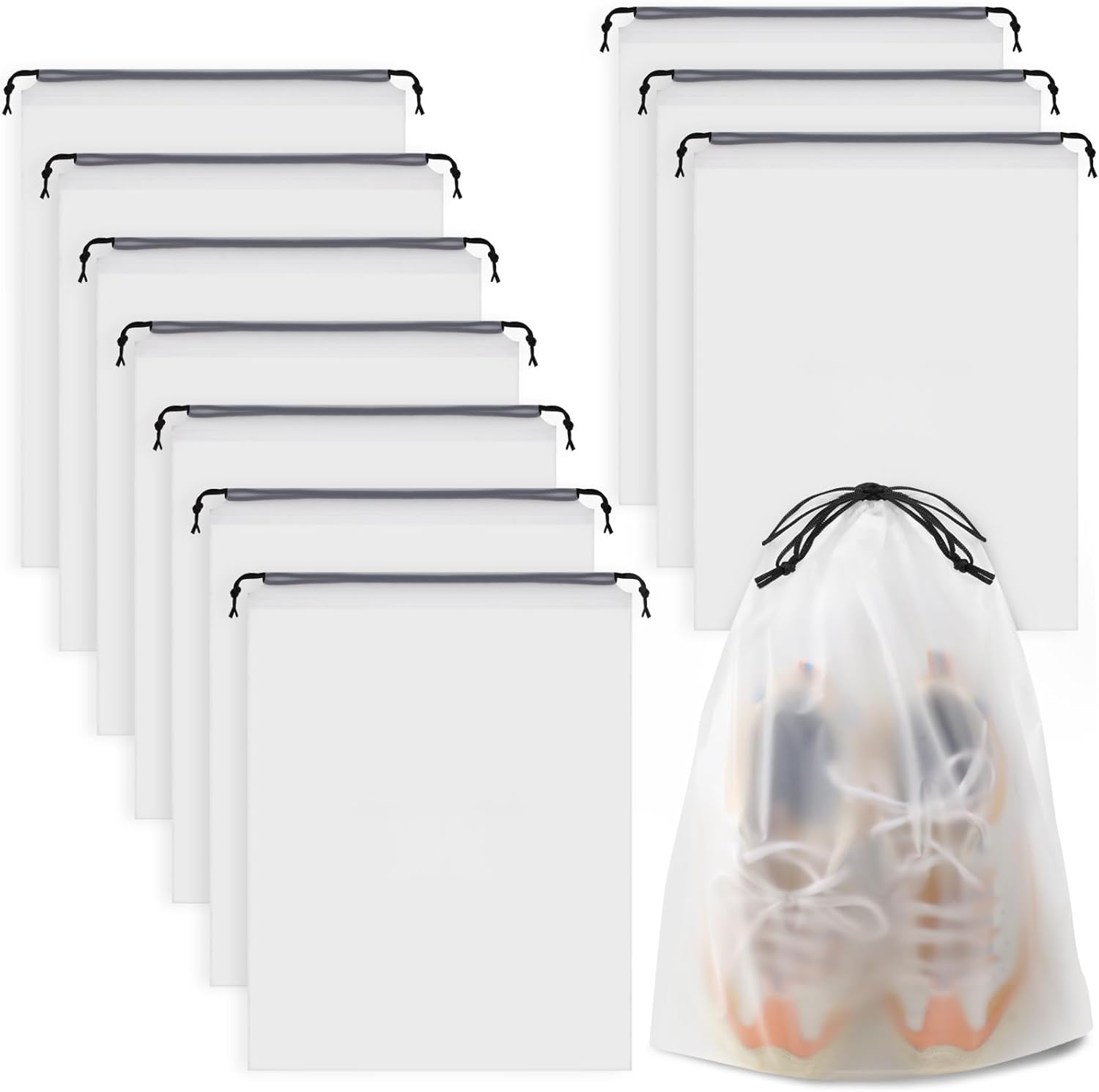 10-Pack Clear Shoe Bags - Waterproof Travel Storage ~ COIDEA