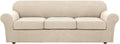 4 Piece Stretch Sofa Covers for Large 3 Cushion Couch - Natural