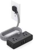 Extension Cord 10 ft Flat Plug Power Strip with USB Ports - Space