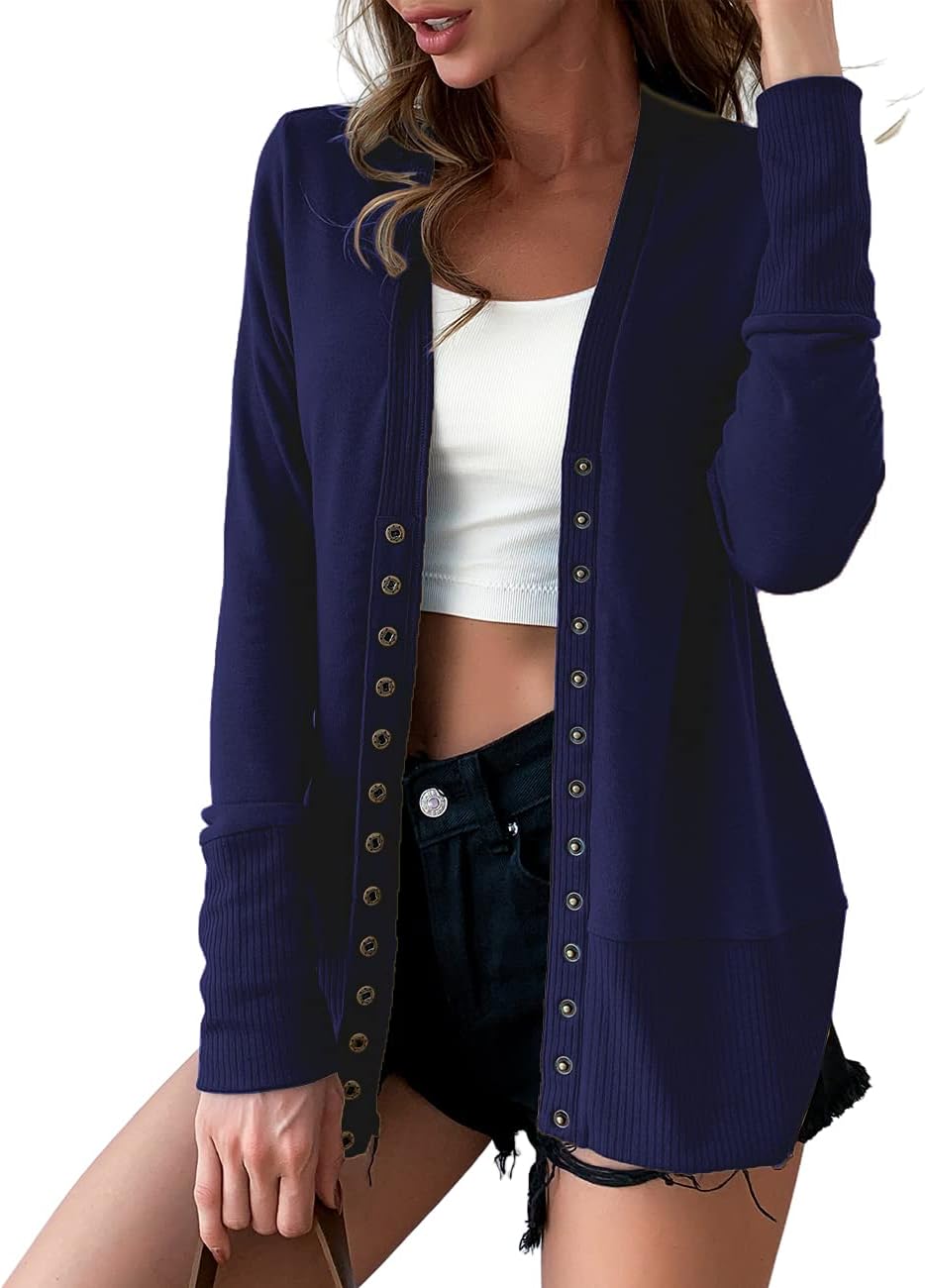 Stylish Long Sleeve V Neck Cardigan Sweater for Women