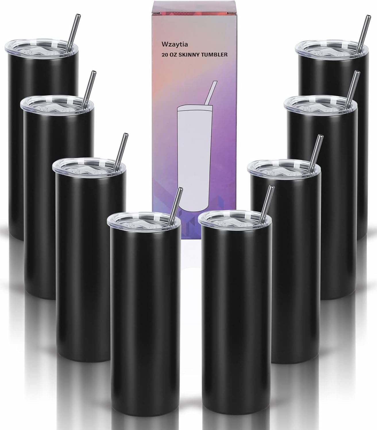 20 Oz Stainless Steel Straight Skinny Tumbler Set for DIY Gifts