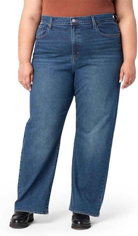 Heritage High-Rise Loose Straight Jeans for Women in Stretch Denim