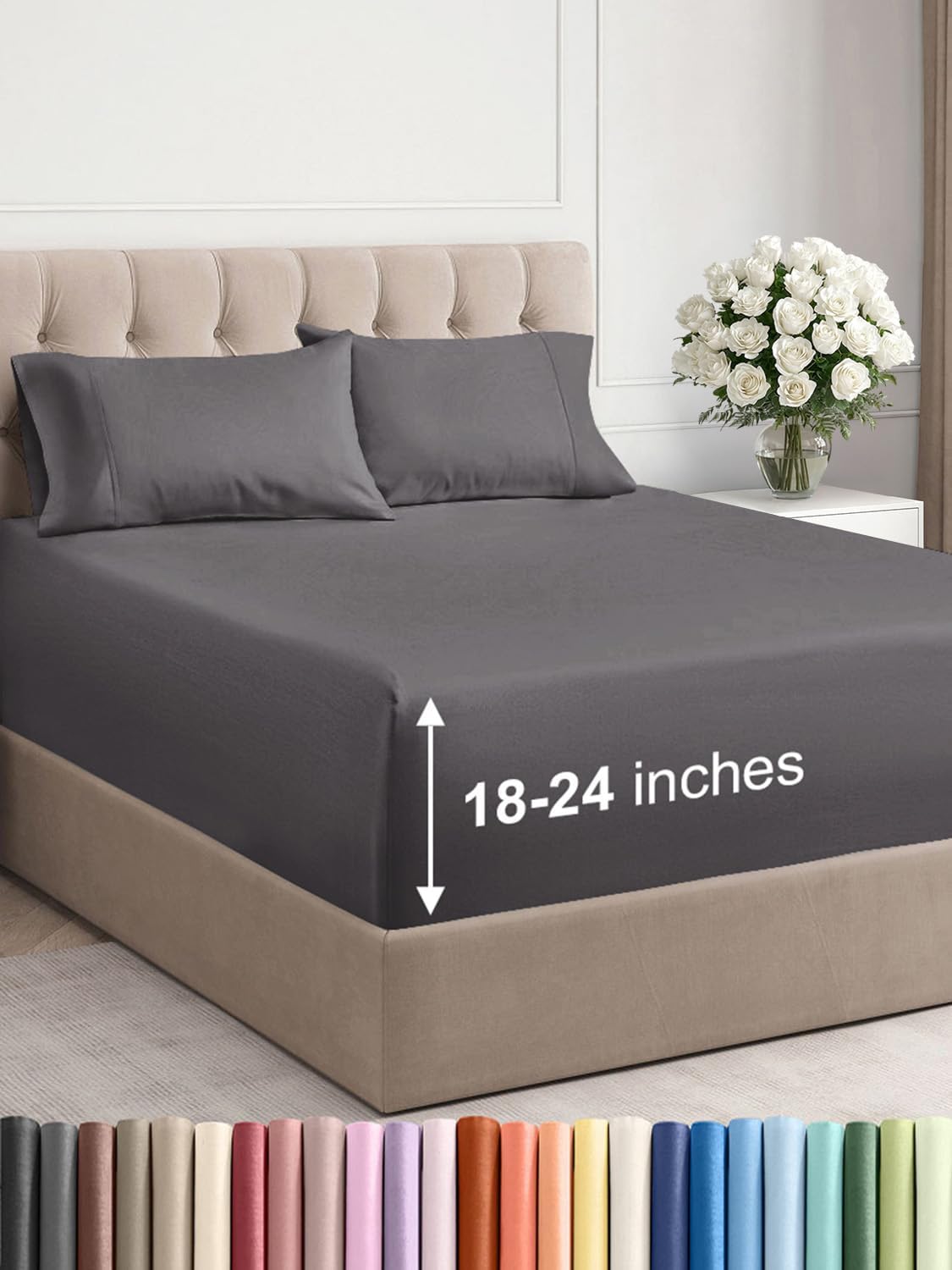 Extra Deep Pocket Full Sheets Set - Soft & Cooling Bed Sheets