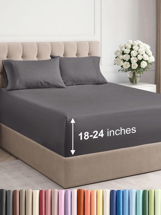Extra Deep Pocket Full Sheets Set - Soft & Cooling Bed Sheets