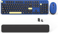 Wireless Keyboard and Mouse Combo Black-Blue - Colorful Retro